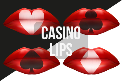 Lips with playing cards symbols