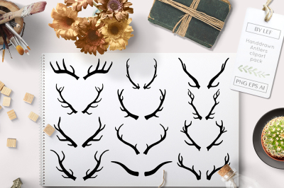 Vector Antlers and Antler Photoshop Brushes