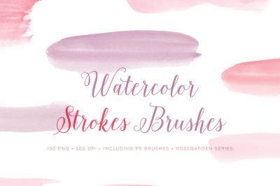 Watercolor Photoshop Brushes Strokes. Pink and Purple shaded  watercolour paint strokes.