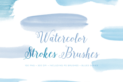 Photoshop Brushes Watercolour set. PS Brush Set handpainted watercolor textures and paintstrokes. CS and CC