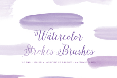 Watercolor Paint Photoshop Brushes. Handpainted PS Brush set for CC and CS. Includes 100 Bonus Graphics.