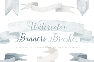 Banner Photoshop Brushes. Watercolor graphics. Bonus Watercolour clipart included.