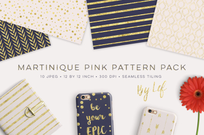 Gold and Navy Blue Patterns Pack. Digital Paper scrapbooking Gold Navy Blue and a soft pink. 12 by 12 inch.