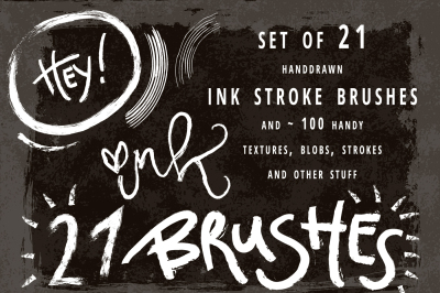 Set of 21 ink brushes for AI.