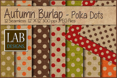 12 Fall Polka Dots Burlap Textures