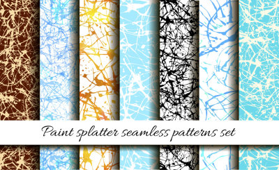 Paint splatter seamless pattern set