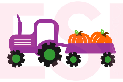 Tractor and Pumpkin Design - SVG, DXF, EPS cutting files