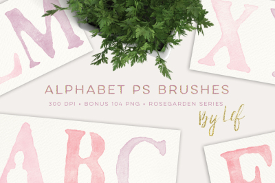 Photoshop Brushes Alphabet Painted. Ps Brush watercolor set hand painted.