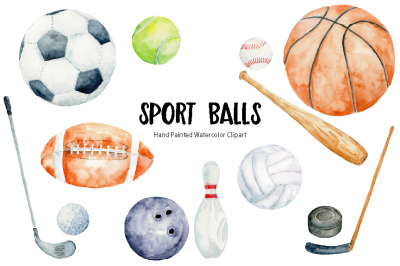 Watercolor sport balls