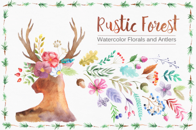 Watercolor Rustic Forest Set