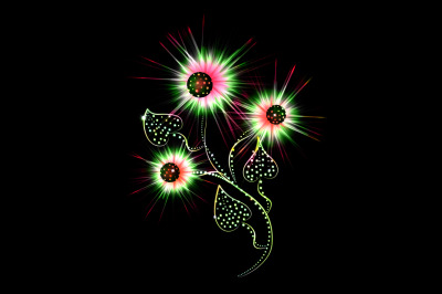 The image of a bright glowing fantastic flower on a black background jpeg 300dpi