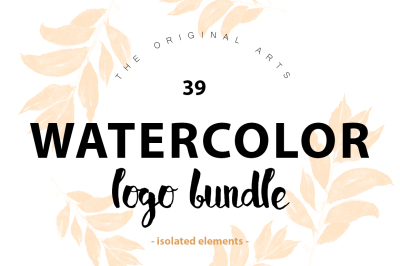 Watercolor wreath logo set