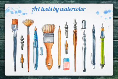 Art tools by watercolor