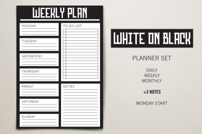 Planner Set - White on Black