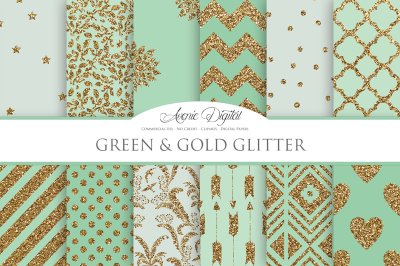 Mint and Gold Digital Paper
