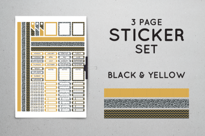 Planner Sticker Set - Black & Yellow