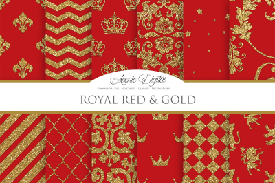 Royal Red and Gold Digital Paper