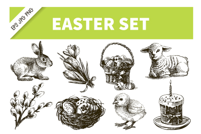 Easter Hand Drawn Vector Set
