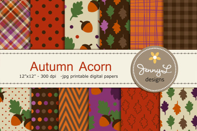  Autumn Acorn Fall Digital Papers