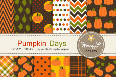 Pumpkin Autumn Fall Digital Papers