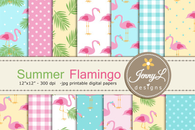 Summer Flamingo Digital Papers