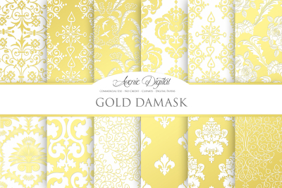 Gold Damask Digital Papers