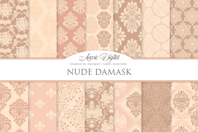 28 Nude Damask Digital Paper Bundle