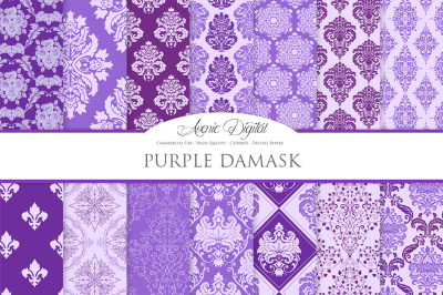 28 Purple Damask Digital Paper Bundle