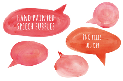 Watercolor Clip Art, Speech Bubbles, digital clipart