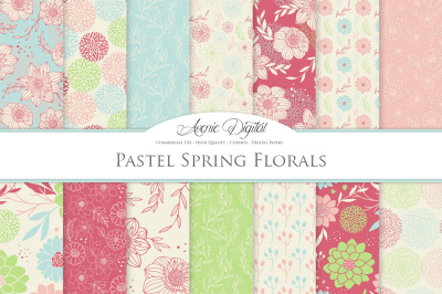 Spring Flowers Vector Patterns and Floral Digital Paper