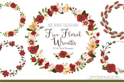 Jenny Vector Floral Wreaths &amp; Bouquets in Christmas