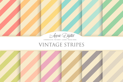 Vintage Candy Stripes Digital Paper