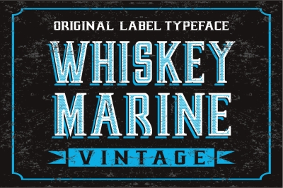 Original Vintage Label Vector Typeface - Whiskey Marine