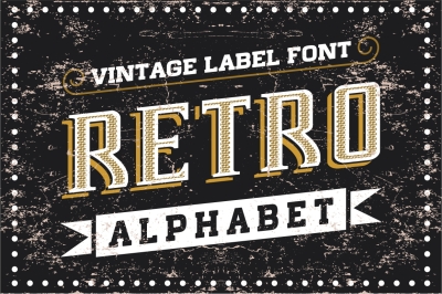 Vintage Label Vector Font - Retro Alphabet