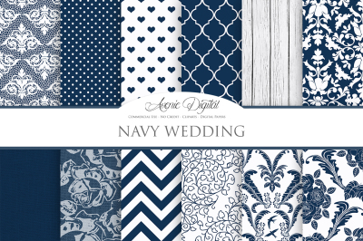 Navy Wedding Digital Paper