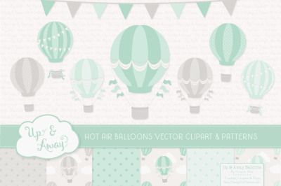 Mint Hot Air Balloons &amp; Patterns