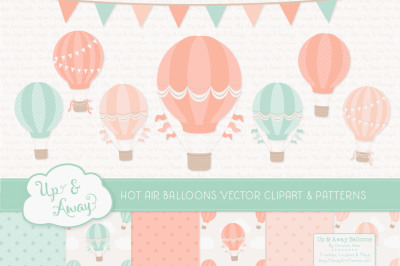 Mint &amp; Peach Hot Air Balloons &amp; Patterns