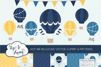 Navy &amp; Lemon Hot Air Balloons &amp; Patterns