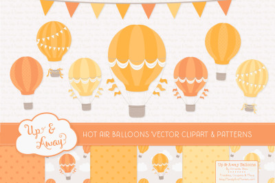 Hot Air Balloons &amp; Patterns in Shades of Yellow 
