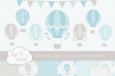 Soft Blue Hot Air Balloons &amp; Patterns