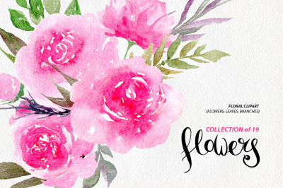 Watercolor pink peony flowers 19 png