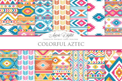 Colorful Aztec Digital Paper