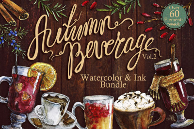 Autumn Beverage Watercolor Bundle
