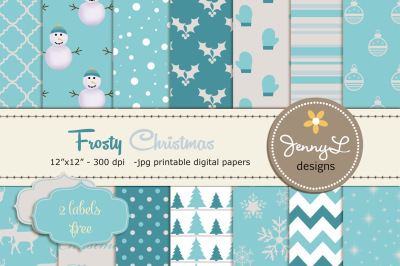 Frosty Christmas Digital Papers