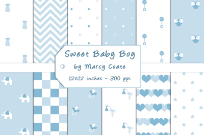 Baby Boy Digital Papers / Backgrounds