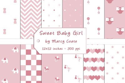 Baby Girl Digital Papers / Backgrounds