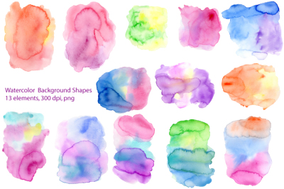 Watercolor colorful background shapes