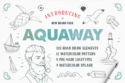 AquaWay — watercolored vector pack