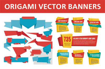 Origami Vector Banners & Labels