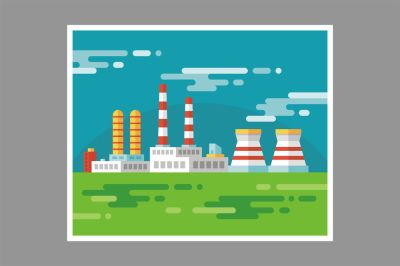 Industrial Factory Flat Style Illustration